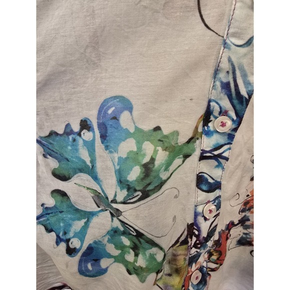 Georg Roth Cotton Silk Semi-Sheer Long Sleeve Blouse - Butterfly Watercolor - 1X - Picture 6 of 10